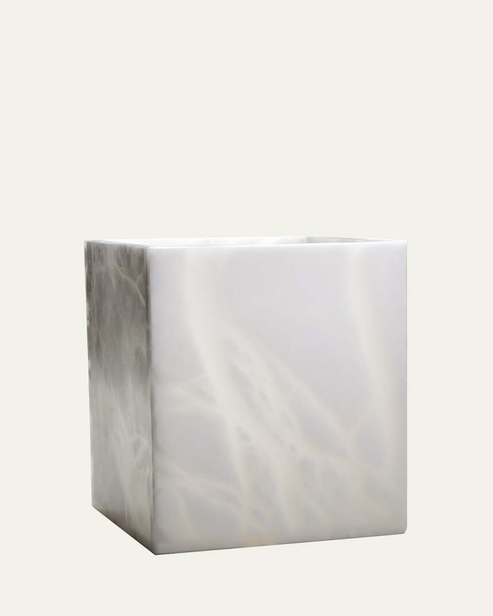 Alisa Alabaster Wastebasket, White